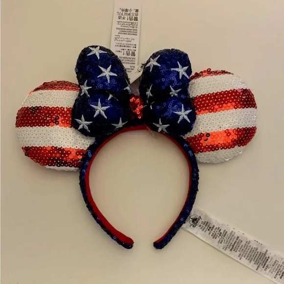 Disney Stars Stripes Americana Minnie Mickey Ears Headband Flag 4th July WDW - Picture 3 of 6